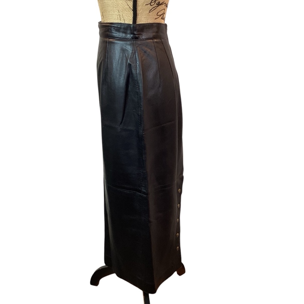 Vintage Genuine Leather Melanzona Maxi Skirt Black - Picture 4 of 11